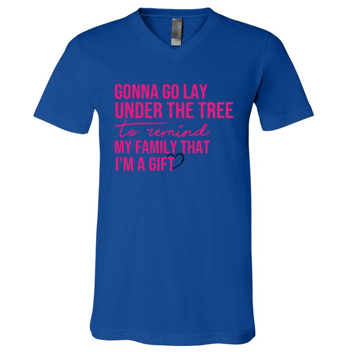 Gonna Go Lay Under The Tree To Remind My Family Christmas Funny Gift V-Neck T-Shirt