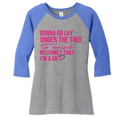 Gonna Go Lay Under The Tree To Remind My Family Christmas Funny Gift Women's Tri-Blend 3/4-Sleeve Raglan Shirt