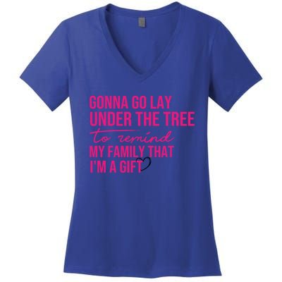 Gonna Go Lay Under The Tree To Remind My Family Christmas Funny Gift Women's V-Neck T-Shirt