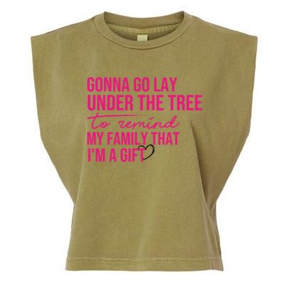 Gonna Go Lay Under The Tree To Remind My Family Christmas Funny Gift Garment-Dyed Women's Muscle Tee