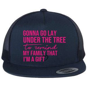 Gonna Go Lay Under The Tree To Remind My Family Christmas Funny Gift Flat Bill Trucker Hat