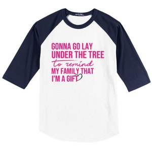 Gonna Go Lay Under The Tree To Remind My Family Christmas Funny Gift Baseball Sleeve Shirt