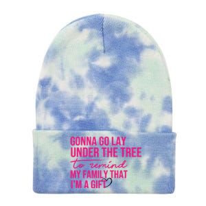 Gonna Go Lay Under The Tree To Remind My Family Christmas Funny Gift Tie Dye 12in Knit Beanie