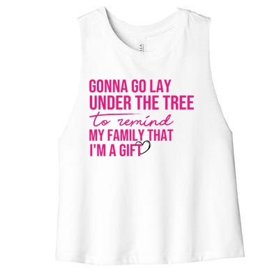 Gonna Go Lay Under The Tree To Remind My Family Christmas Funny Gift Women's Racerback Cropped Tank