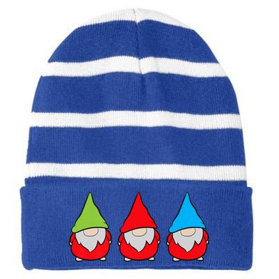 Garden Gnome Lover Cute Garden Gnomes Striped Beanie with Solid Band