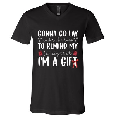 Gonna Go Lay Under Under The Tree Funny Christmas V-Neck T-Shirt