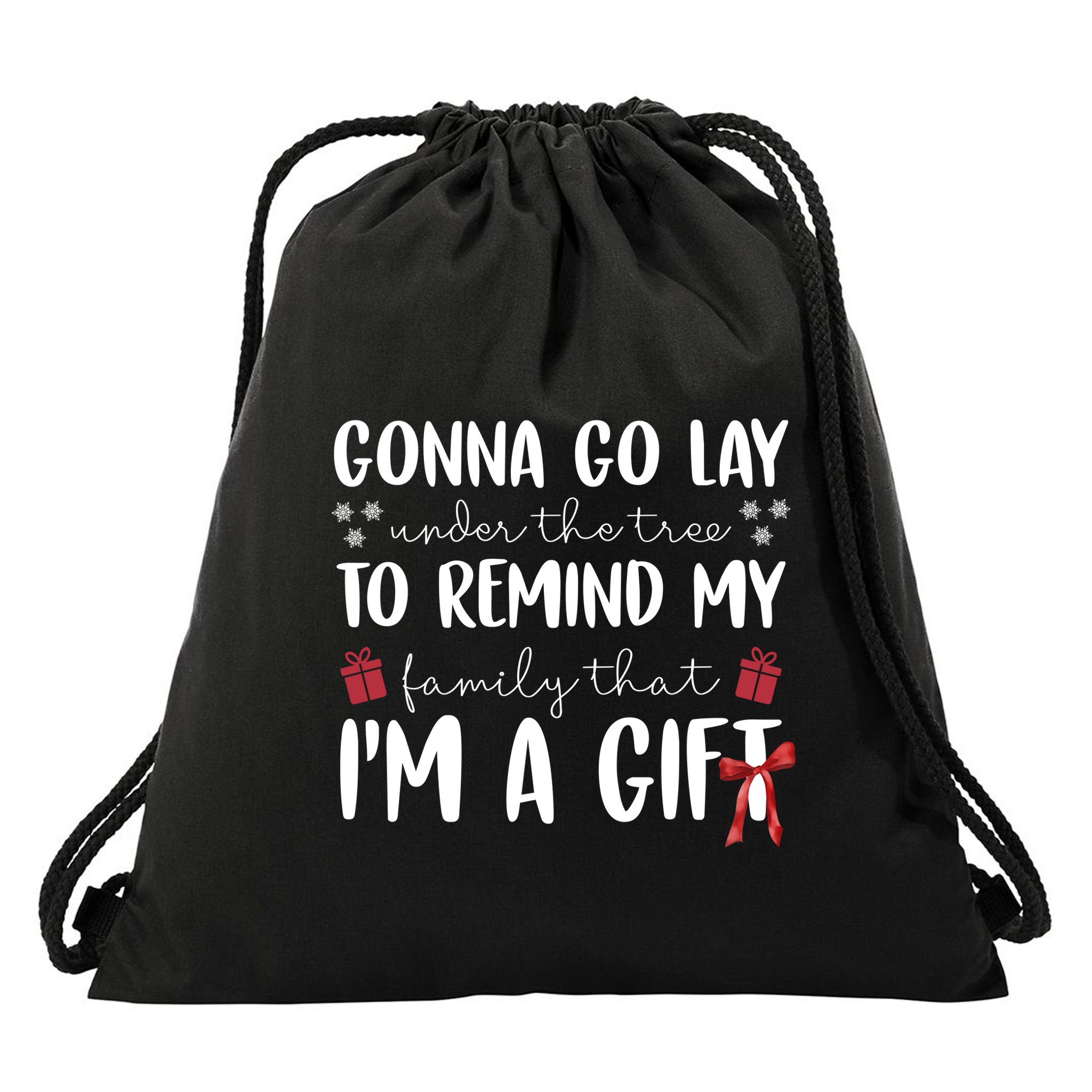 Gonna Go Lay Under Under The Tree Funny Christmas Drawstring Bag