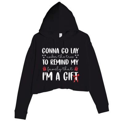 Gonna Go Lay Under Under The Tree Funny Christmas Crop Fleece Hoodie