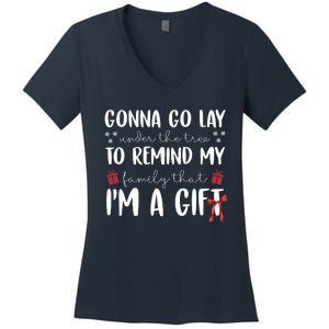 Gonna Go Lay Under Under The Tree Funny Christmas Women's V-Neck T-Shirt