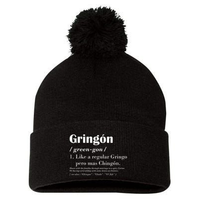 Gringon Greengon Like A Regular Gringo Pero Mas Chingon Pom Pom 12in Knit Beanie