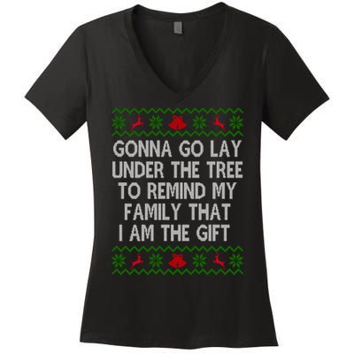 Gonna Go Lay Under The Tree To Remind My Family I Am The Gift Women's V-Neck T-Shirt