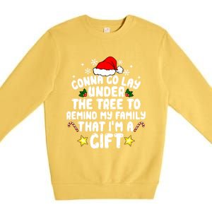 Gonna Go Lay Under The Tree Christmas Family Santa Hat Xmas Gift Premium Crewneck Sweatshirt