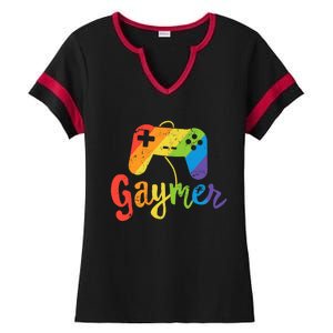 Gaymer Gift Lgbt Pride Gamer Rainbow Flag Gift Ladies Halftime Notch Neck Tee