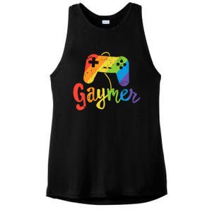 Gaymer Gift Lgbt Pride Gamer Rainbow Flag Gift Ladies PosiCharge Tri-Blend Wicking Tank