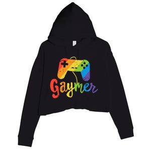 Gaymer Gift Lgbt Pride Gamer Rainbow Flag Gift Crop Fleece Hoodie