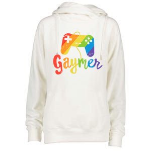 Gaymer Gift Lgbt Pride Gamer Rainbow Flag Gift Womens Funnel Neck Pullover Hood