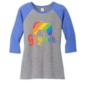 Gaymer Gift Lgbt Pride Gamer Rainbow Flag Gift Women's Tri-Blend 3/4-Sleeve Raglan Shirt