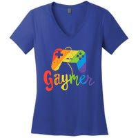 Gaymer Gift Lgbt Pride Gamer Rainbow Flag Gift Women's V-Neck T-Shirt