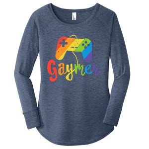 Gaymer Gift Lgbt Pride Gamer Rainbow Flag Gift Women's Perfect Tri Tunic Long Sleeve Shirt