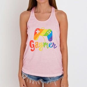 Gaymer Gift Lgbt Pride Gamer Rainbow Flag Gift Women's Knotted Racerback Tank