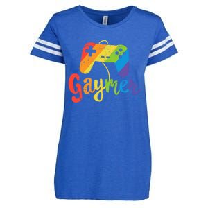 Gaymer Gift Lgbt Pride Gamer Rainbow Flag Gift Enza Ladies Jersey Football T-Shirt