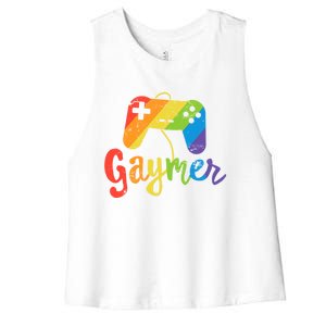 Gaymer Gift Lgbt Pride Gamer Rainbow Flag Gift Women's Racerback Cropped Tank