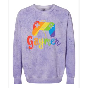 Gaymer Gift Lgbt Pride Gay Gamer Rainbow Flag Gift Colorblast Crewneck Sweatshirt