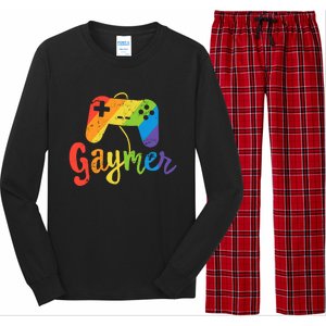 Gaymer Gift Lgbt Pride Gay Gamer Rainbow Flag Gift Long Sleeve Pajama Set