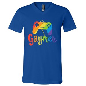 Gaymer Gift Lgbt Pride Gay Gamer Rainbow Flag Gift V-Neck T-Shirt