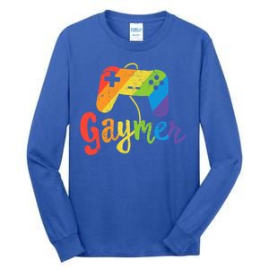 Gaymer Gift Lgbt Pride Gay Gamer Rainbow Flag Gift Tall Long Sleeve T-Shirt