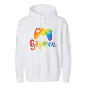 Gaymer Gift Lgbt Pride Gay Gamer Rainbow Flag Gift Garment-Dyed Fleece Hoodie