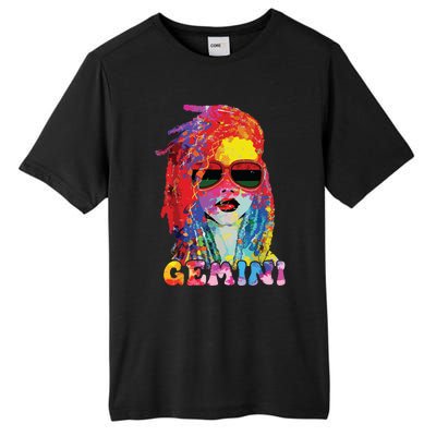 Gemini Girl Locd Hair Art Zodiac Birthday Black Woman Tall Fusion ChromaSoft Performance T-Shirt