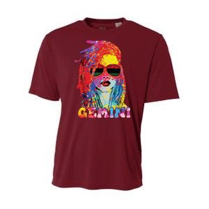 Gemini Girl Locd Hair Art Zodiac Birthday Black Woman Youth Performance Sprint T-Shirt