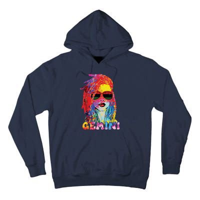 Gemini Girl Locd Hair Art Zodiac Birthday Black Woman Tall Hoodie