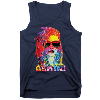 Gemini Girl Locd Hair Art Zodiac Birthday Black Woman Tank Top