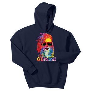 Gemini Girl Locd Hair Art Zodiac Birthday Black Woman Kids Hoodie