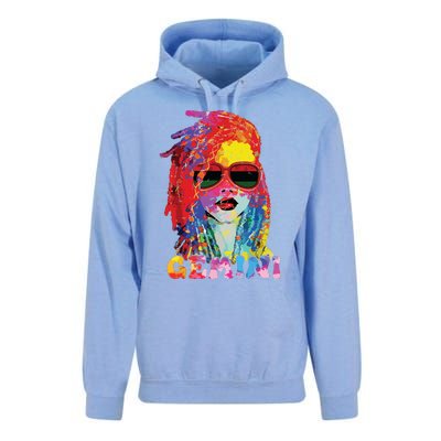 Gemini Girl Locd Hair Art Zodiac Birthday Black Woman Unisex Surf Hoodie