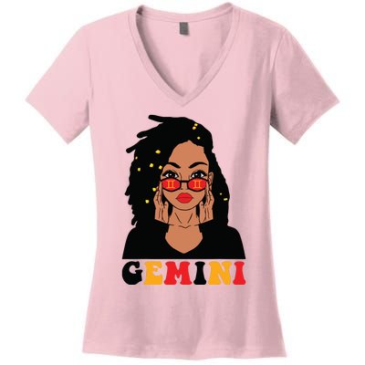 Gemini Girl Locd Woman Zodiac Signs Birthday Girl Women's V-Neck T-Shirt