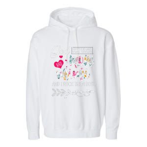 God Gifted Me Two Titles Mom And Mimi Flower MotherS Day Garment-Dyed Fleece Hoodie