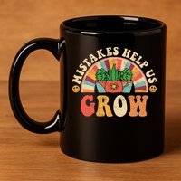 Groovy Growth Mindset Positive Retro Teachers 11oz C Handle Ceramic Mug