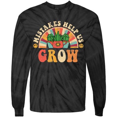 Groovy Growth Mindset Positive Retro Teachers Tie-Dye Long Sleeve Shirt