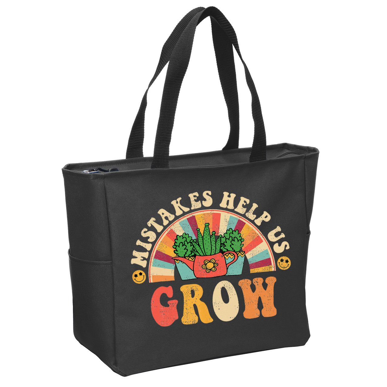 Groovy Growth Mindset Positive Retro Teachers Zip Tote Bag