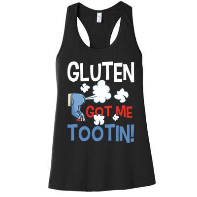 Gluten Got Me Tootin Gluten Allergy Celiac Disease Women's Racerback Tank