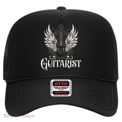 Guitarist Guitars Musician Guitar Player High Crown Mesh Back Trucker Hat