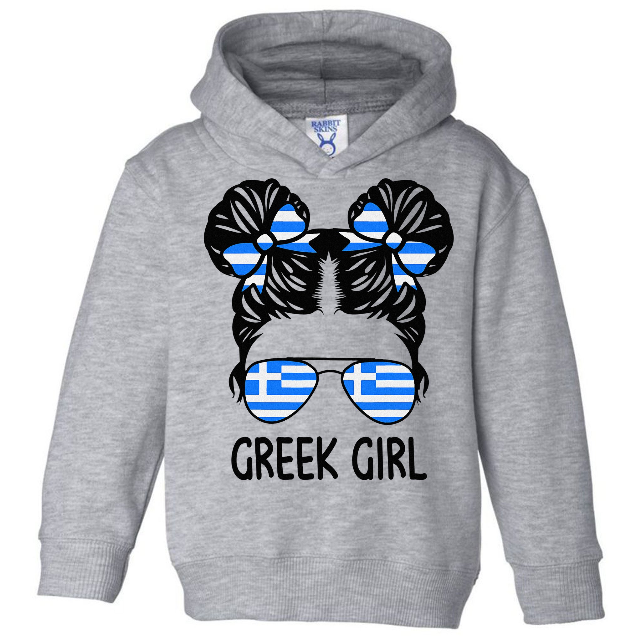 Greek Girl Messy Hair Greece Pride Patriotic Toddler Hoodie