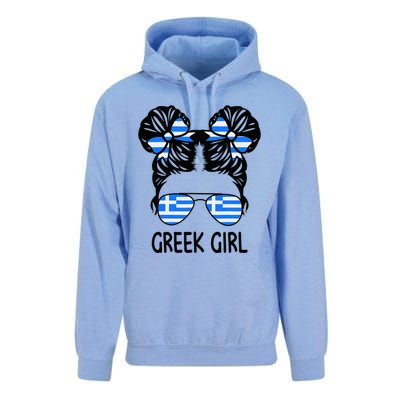 Greek Girl Messy Hair Greece Pride Patriotic Unisex Surf Hoodie