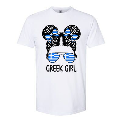 Greek Girl Messy Hair Greece Pride Patriotic Softstyle CVC T-Shirt