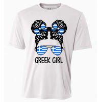 Greek Girl Messy Hair Greece Pride Patriotic Cooling Performance Crew T-Shirt