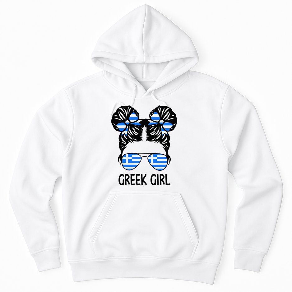 Greek Girl Messy Hair Greece Pride Patriotic Hoodie