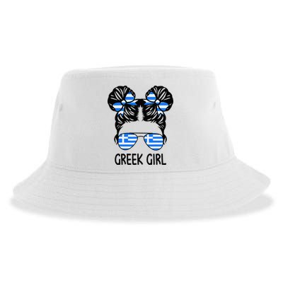 Greek Girl Messy Hair Greece Pride Patriotic Sustainable Bucket Hat
